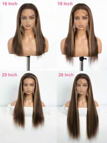 Ombre Highlight Lace Front Wigs Human Hair Straight 5x5 Closure Wigs Pre Plucked With Baby Hair Transparent 13x4 13x6 Frontal Wigs Balayage 4/27 Color