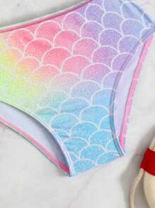 2 件套年轻女孩简约细肩带比基尼上衣和下装泳装套装 - 彩色 - 查看 5