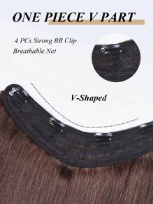 One Piece V-Shaped Clip In Hair Extensions Back-V 100% Human Hair Dark Brown Color Straight Hair For Women Easy To Style, Lightweight, Breathable, Invisible Suitable For All Hair Types And Daily Wear S2# - S2 - View 6