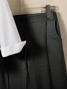 SHEIN Set de 2 piezas de traje elegante para niños preadolescentes que incluye chaleco y pantalones, atuendo formal adecuado para fiestas de cumpleaños, bodas, aniversarios, bautizos y ocasiones formales