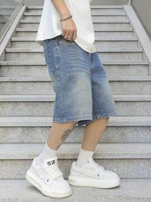 Claim Dot Men's Loose Casual Bermuda Denim Shorts Jorts With Pockets Going Out Hang Out Commute Vacation Urban - Medium Wash - View 8