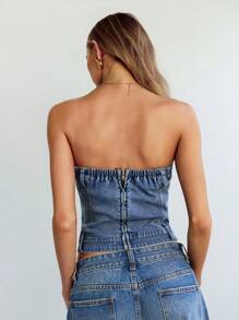 Forever 21 女士夏季时尚牛仔抹胸 - 藍色 - 查看 2