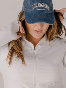 Aralina Curve Leisurewear Zip Front Long Sleeve Top And High Waist Biker Shorts Two Pieces Set - White - View 11