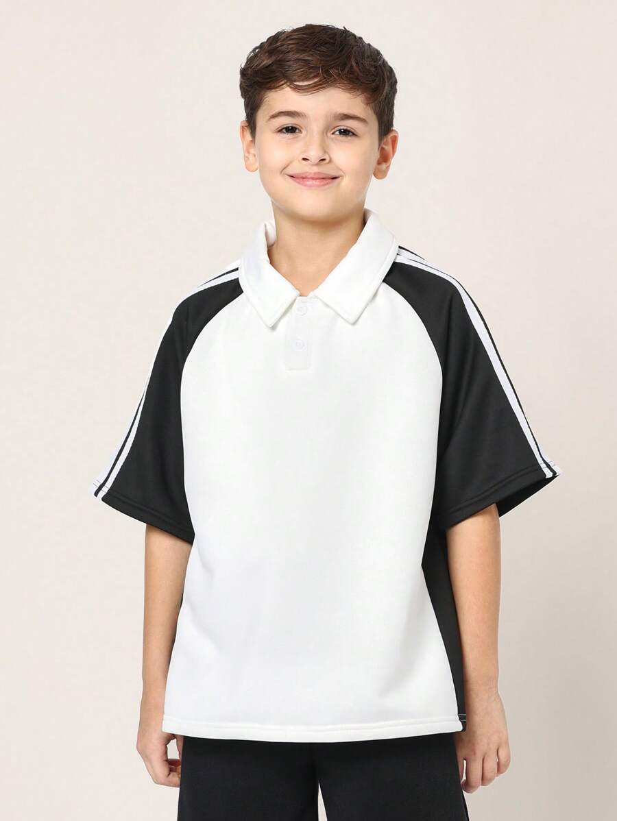 SUMWON Premium Athletic Raglan Polo Shirt Youth Sports Training Performance Top School Uniform Breathable Active Wear Team Practice Sporty Casual