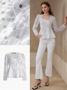 MOTF PREMIUM Top de peplum con estampado floral