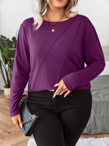 EMERY ROSE T-shirt à manches longues, couleur unie, style décontracté, pour femmes grandes tailles, printemps automne