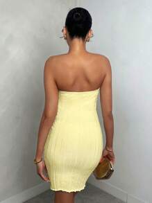 Glamine Vestido de suéter ajustado de canalé con corbata de lazo en la cintura, elegante, para mujer, primavera/verano