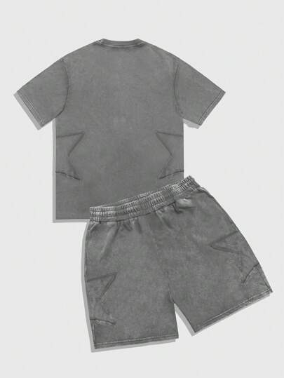 Street Life Men's Casual Short Sleeve T-Shirt And Shorts Set, Stylish For Summer