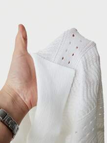 Manfinity Homme 男士纯色针织短袖纽扣 Polo 衫，夏季时尚度假休闲沙滩衬衫 - 白色 - 查看 8