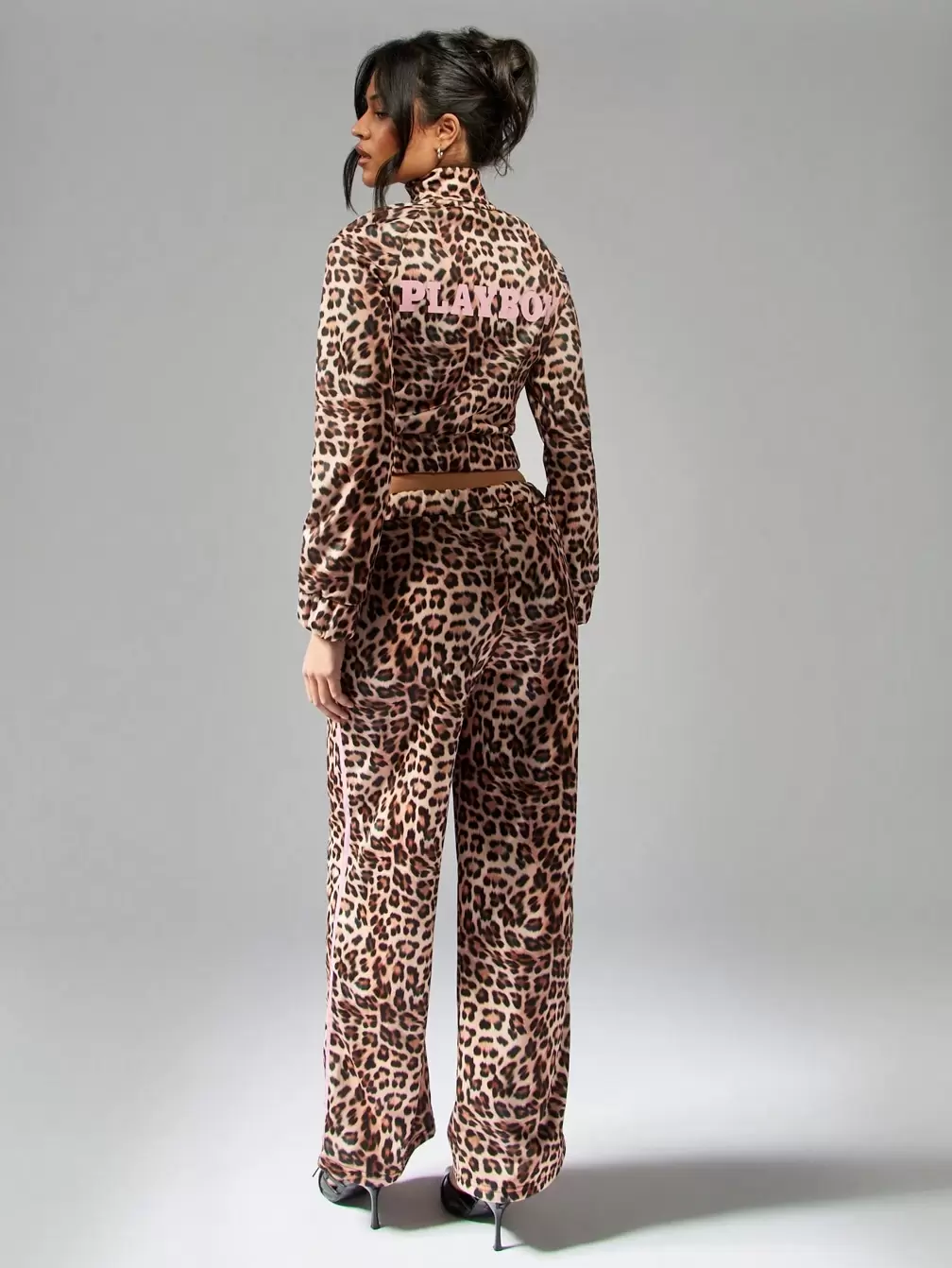 Missguided x Playboy Leopard Print Zip Through Sweatshirt And