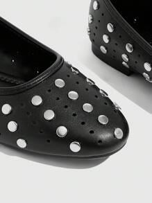 CUCCOO GRLICON 女士 Y2K 风格平底鞋，适合朋克、骑行者、酷女孩、万圣节、圣诞节、派对装扮 - 黑色 - 查看 9