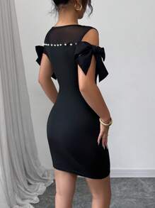 Chiquease Women's Off Shoulder Mini Dress, Casual Chic For Daily Wear - Black - View 2