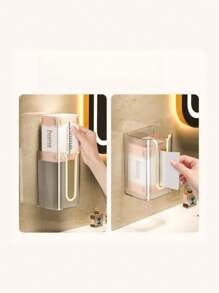 1 件高端毛巾盒壁挂式收纳盒纸巾架，用于放置面巾或纸巾，无需钻孔，适用于厨房和浴室家居浴室装饰浴室收纳夏季