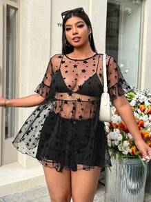 SHEIN EZwear Bluzka typu pullover z nadrukiem w gwiazdki w dużym rozmiarze