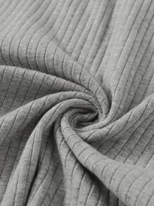 Muchica Vestido ajustado tejido de canalé unicolor - Gris Claro - Ver 5
