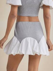 Stephany M Designer Grey & White Rib Jersey Puffball Skirt Valentine's Day - Multicolor - View 2