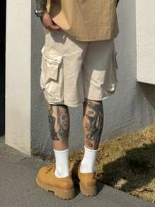 DAZY Men's Solid Color Beige Cargo Shorts For Summer Outdoor