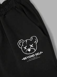 SHEIN Cottnline Men Cottonline Smile Printed Regular T-Shirt Set - Black - View 6