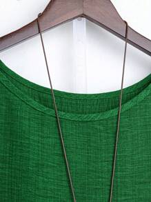 Plus Size Women's Plus Size Drop Shoulder Long Sleeve Loose Casual Shirt - Green - View 5
