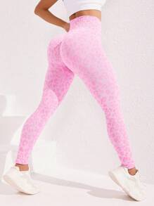 Sovereign Charm 无缝高弹力运动紧身裤，豹纹简约时尚