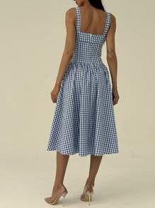 Aloruh 女士长款休闲连衣裙，简约时尚，适合日常穿着 - 藍色 - 查看 2