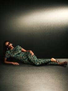 MUSERA Bedrukt lichaam, volledige lengte, getailleerd, uitgesneden rug, jumpsuit, straatstijl, sexy, club, lente, zomer, vakantie, elegant