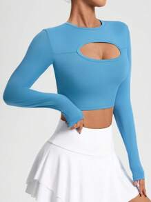 Slayform Casual Long Sleeve Sports T-Shirt, Minimalist Fashion For Everyday Wear - Blue - View 4