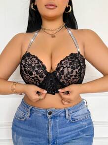 1 Stück Große Größen Spitze Unterbügellingerie-BH mit Frontverschluss