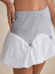 Stephany M Designer Grey & White Rib Jersey Puffball Skirt Valentine's Day - Multicolor - View 4