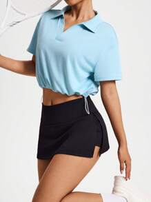 Easithlete 短袖领口抽绳运动 Polo 衫，简约时尚休闲日常穿着