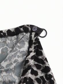 Modmama Set de leggings de maternidad ajustables de punto con estampado negro y de leopardo