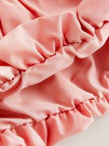 Maija Kids Maija Kids Falda de diseño de burbuja 3D estilo minimalista de remiendo para niña joven, de primavera y verano, con moño decorativo, corte evasé, elegante y casual para salidas, hogar, escuela, versátil, diseño combina con todo - Rosa vieja - Ver 4