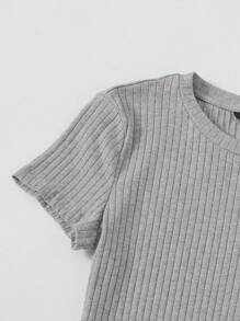 Muchica Vestido ajustado tejido de canalé unicolor - Gris Claro - Ver 4