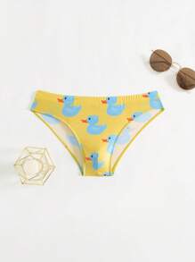 Manfinity KASUA Men's Fashion Vacation Beach Duck Graphic Swim Triangle Trunks - Yellow - View 4