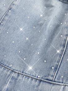 SHEIN MOD جمبسوت قصيرة بانديو جينز بسيطة للنساء، للاستخدام اليومي الكاجوال