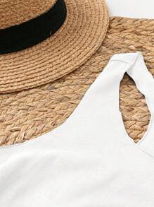SHEIN LUNE Áo ba lỗ cổ tròn họa tiết cờ thường ngày của Hoa Kỳ dành cho nữ, phù hợp cho mùa hè - trắng - Xem 6