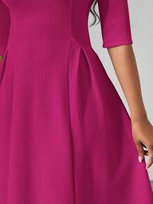 SHEIN Lady 春夏秋冬优雅办公室聚会新年女士连衣裙 - 玫紅色 - 查看 5