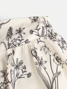 SHEIN Tween Girl 2 Pieces Floral Print Halter Neck Top And Midi Skirt Set