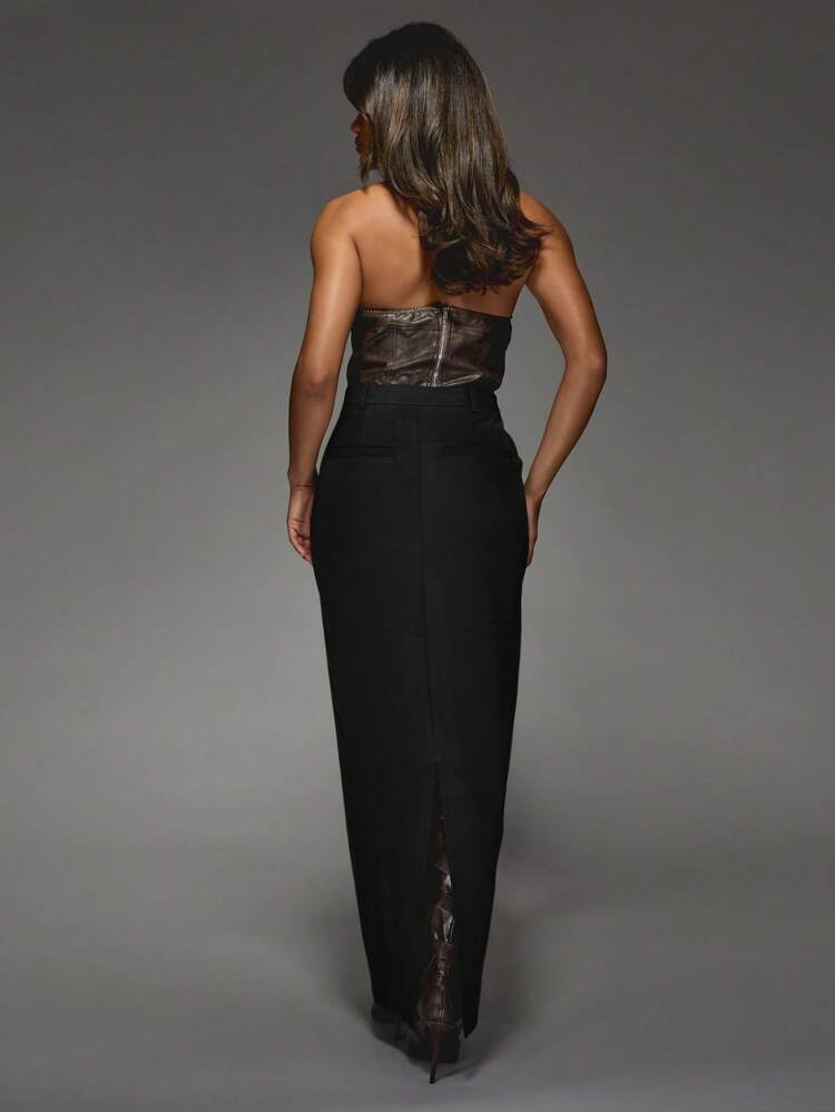 MISSGUIDED Elegante Saia Longa Coluna Alfaiataria Maxi para Eventos Formais, Escritório, Negócios Profissionais, Roupa de Trabalho, Outono, Inverno, Ocasiões Especiais