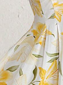 Firerie 女式花卉印花泡泡袖短袖连衣裙，适合情人节、音乐会、约会、派对、婚礼、性感、优雅、通勤、返校、度假、海滩、浪漫