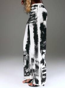 MUSERA Straight Leg Extreme Wash Contrast Jeans Street Style Spring Summer Cute Casual Deconstructed Ibiza Western Concert Fall Autumn Winter Nashville    Chic - Multicolor - View 5