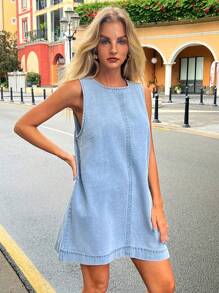 Forever 21 春夏女士浪漫/舞会/正式/生日/90 年代服装/商务休闲女士/优雅/西部服装/外出/时尚/休闲/Y2K 服装/俱乐部/办公室/鸡尾酒会/复古/紧身/狂欢服装节日/有趣/优雅/老钱/街头服饰/度假服装/乡村音乐会服装/工作服/端庄/春假/单身女郎服装/音乐会/坏人/基本款/毕业/无袖/A 字裙/蓝色/牛仔女郎/牛仔迷你裙 - 藍色 - 查看 7