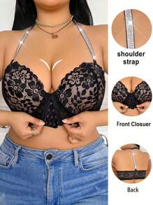 1 Stück Große Größen Spitze Unterbügellingerie-BH mit Frontverschluss