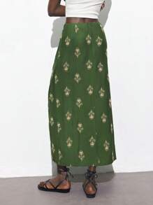 Maija Asymmetrical Print Twist Design Mid-Waist Women Skirt, Comfortable Casual Versatile For Autumn/Winter, Beach, Music Festival, Bohemian Style, Island Resort,Halloween,Fall Clothes For Women Beach Outfit For Women