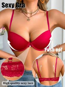 Women's Solid Color Spaghetti Strap Slim Fit Casual Sports Bra - Red - View 1