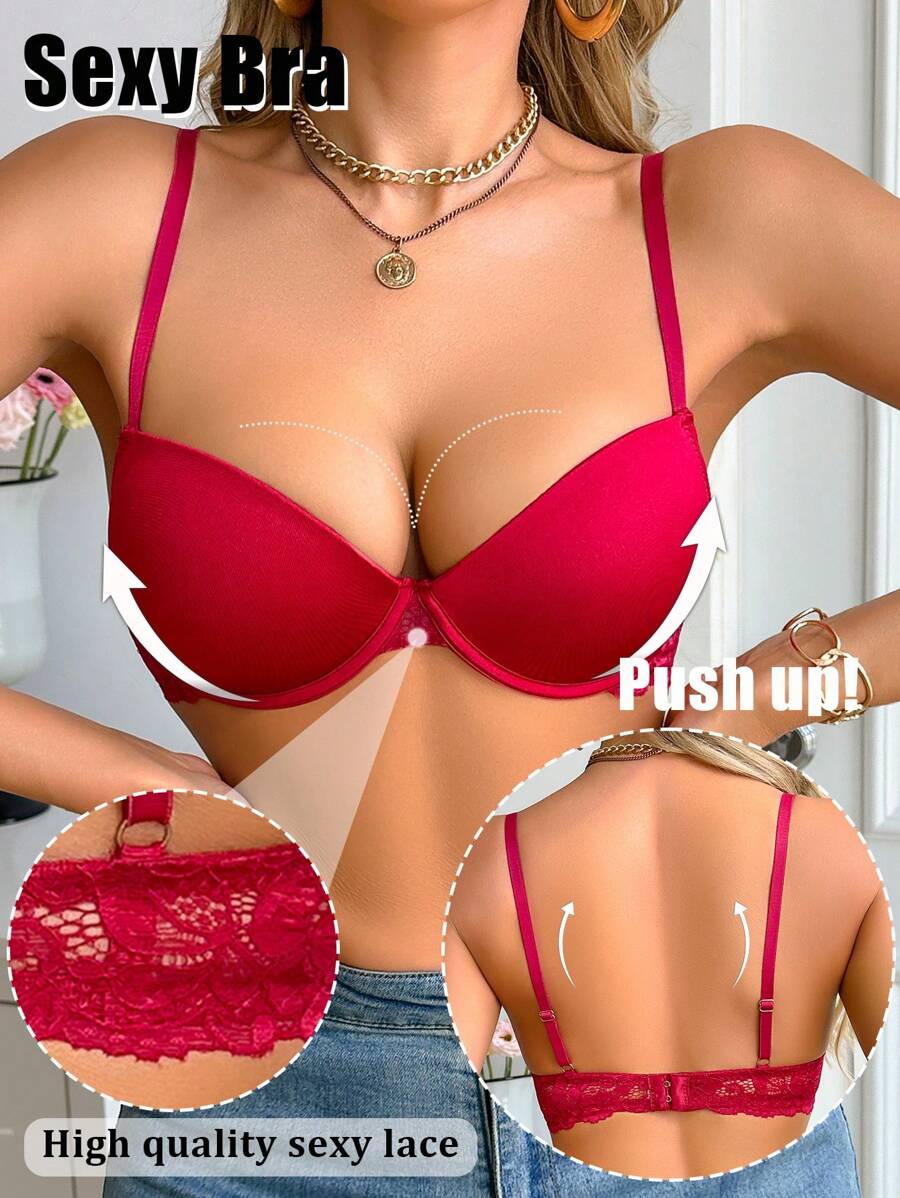 Women's Solid Color Spaghetti Strap Slim Fit Casual Sports Bra - Red - View 1