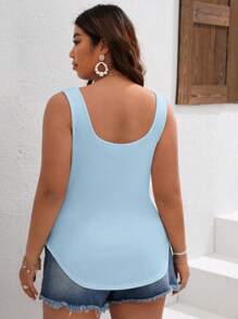 SHEIN LUNE Plus Size Solid Color Tank Top, Casual And Fashionable For Everyday Wear Spring Top For Women Summer Beach