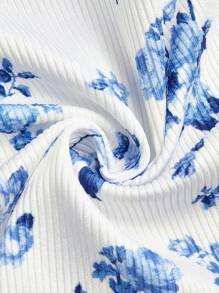 SHEIN Unity 1 Pc Plus Size Summer Deep V Floral Trim Asymmetric Hem Cami Top - Multicolor - View 4