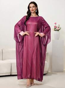 Modelyn Vestito a trapezio lungo e ampio da donna, elegante, a maniche lunghe