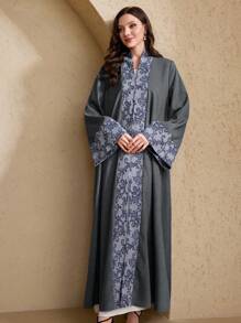 Al Najma Women's Solid Color Loose Arabic Style Robe, Casual Everyday Wear, Abayas,Modest - Dark Grey - View 6